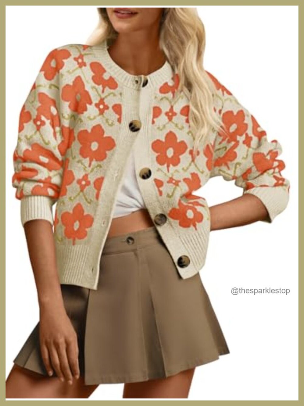 Womens Floral Cardigan Sweater Long Sleeve Button Down Knit Fall